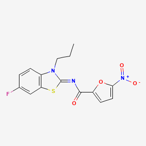 molecular formula C15H12FN3O4S B2862646 N-[(2Z)-6-fluoro-3-propyl-2,3-dihydro-1,3-benzothiazol-2-ylidene]-5-nitrofuran-2-carboxamide CAS No. 897498-55-4