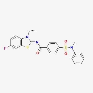 molecular formula C23H20FN3O3S2 B2862661 N-[(2E)-3-ethyl-6-fluoro-2,3-dihydro-1,3-benzothiazol-2-ylidene]-4-[methyl(phenyl)sulfamoyl]benzamide CAS No. 850910-37-1