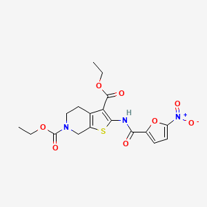 molecular formula C18H19N3O8S B2862690 diethyl 2-(5-nitrofuran-2-carboxamido)-4,5-dihydrothieno[2,3-c]pyridine-3,6(7H)-dicarboxylate CAS No. 896679-98-4