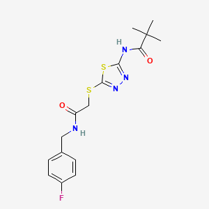 B2862712 N-(5-((2-((4-fluorobenzyl)amino)-2-oxoethyl)thio)-1,3,4-thiadiazol-2-yl)pivalamide CAS No. 893354-32-0