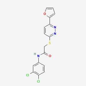 molecular formula C16H11Cl2N3O2S B2862758 N-(3,4-dichlorophenyl)-2-{[6-(furan-2-yl)pyridazin-3-yl]sulfanyl}acetamide CAS No. 872704-83-1
