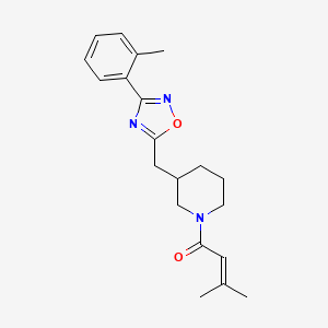 3-Methyl-1-(3-((3-(o-tolyl)-1,2,4-oxadiazol-5-yl)methyl)piperidin-1-yl)but-2-en-1-one