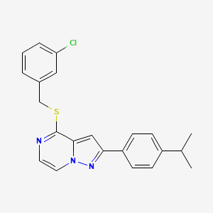 4-[(3-Chlorobenzyl)thio]-2-(4-isopropylphenyl)pyrazolo[1,5-a]pyrazine