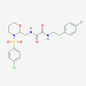 molecular formula C21H23ClFN3O5S B2862892 N1-((3-((4-chlorophenyl)sulfonyl)-1,3-oxazinan-2-yl)methyl)-N2-(4-fluorophenethyl)oxalamide CAS No. 872862-57-2