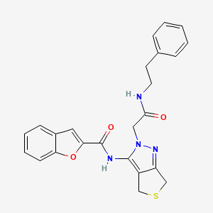 molecular formula C24H22N4O3S B2862902 N-(2-(2-oxo-2-(phenethylamino)ethyl)-4,6-dihydro-2H-thieno[3,4-c]pyrazol-3-yl)benzofuran-2-carboxamide CAS No. 1105251-03-3
