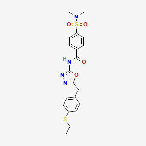 molecular formula C20H22N4O4S2 B2862906 4-(dimethylsulfamoyl)-N-(5-{[4-(ethylsulfanyl)phenyl]methyl}-1,3,4-oxadiazol-2-yl)benzamide CAS No. 1207058-86-3