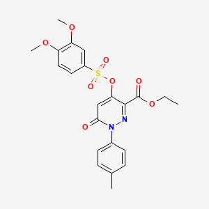 molecular formula C22H22N2O8S B2862965 Ethyl 4-(((3,4-dimethoxyphenyl)sulfonyl)oxy)-6-oxo-1-(p-tolyl)-1,6-dihydropyridazine-3-carboxylate CAS No. 899728-10-0