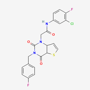 molecular formula C21H14ClF2N3O3S B2862981 N-(3-chloro-4-fluorophenyl)-2-{3-[(4-fluorophenyl)methyl]-2,4-dioxo-1H,2H,3H,4H-thieno[3,2-d]pyrimidin-1-yl}acetamide CAS No. 1252908-56-7