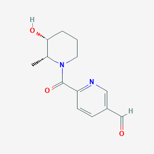 B2863012 6-[(2R,3R)-3-Hydroxy-2-methylpiperidine-1-carbonyl]pyridine-3-carbaldehyde CAS No. 2418595-75-0