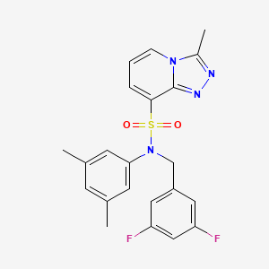molecular formula C22H20F2N4O2S B2863018 N-[(3,5-difluorophenyl)methyl]-N-(3,5-dimethylphenyl)-3-methyl-[1,2,4]triazolo[4,3-a]pyridine-8-sulfonamide CAS No. 1251679-62-5
