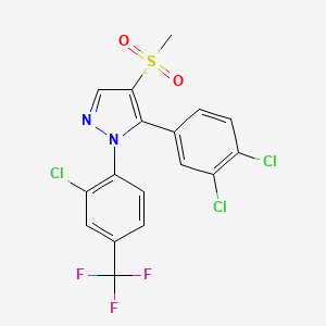 molecular formula C17H10Cl3F3N2O2S B2863034 1-[2-chloro-4-(trifluoromethyl)phenyl]-5-(3,4-dichlorophenyl)-4-(methylsulfonyl)-1H-pyrazole CAS No. 400088-10-0