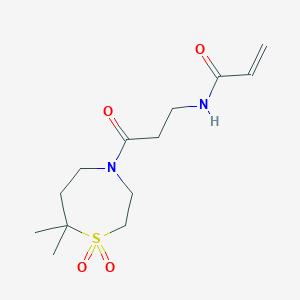 molecular formula C13H22N2O4S B2863094 N-[3-(7,7-dimethyl-1,1-dioxo-1lambda6,4-thiazepan-4-yl)-3-oxopropyl]prop-2-enamide CAS No. 2199086-48-9