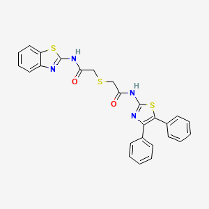 molecular formula C26H20N4O2S3 B2863117 N-(benzo[d]thiazol-2-yl)-2-((2-((4,5-diphenylthiazol-2-yl)amino)-2-oxoethyl)thio)acetamide CAS No. 681225-69-4