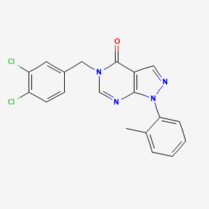 molecular formula C19H14Cl2N4O B2863135 5-[(3,4-dichlorophenyl)methyl]-1-(2-methylphenyl)-1H,4H,5H-pyrazolo[3,4-d]pyrimidin-4-one CAS No. 895014-77-4