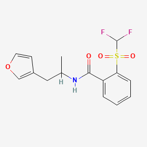 molecular formula C15H15F2NO4S B2863141 2-difluoromethanesulfonyl-N-[1-(furan-3-yl)propan-2-yl]benzamide CAS No. 1795494-16-4