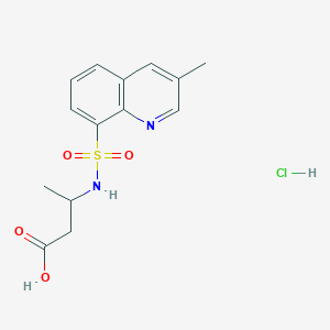 molecular formula C14H17ClN2O4S B2863148 3-[(3-Methylquinolin-8-yl)sulfonylamino]butanoic acid;hydrochloride CAS No. 2402836-42-2