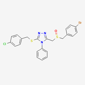molecular formula C23H19BrClN3OS2 B2863173 3-{[(4-bromobenzyl)sulfinyl]methyl}-5-[(4-chlorobenzyl)sulfanyl]-4-phenyl-4H-1,2,4-triazole CAS No. 344274-99-3