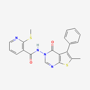 N-{6-methyl-4-oxo-5-phenyl-3H,4H-thieno[2,3-d]pyrimidin-3-yl}-2-(methylsulfanyl)pyridine-3-carboxamide