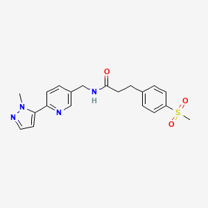 molecular formula C20H22N4O3S B2863209 3-(4-methanesulfonylphenyl)-N-{[6-(1-methyl-1H-pyrazol-5-yl)pyridin-3-yl]methyl}propanamide CAS No. 2034613-49-3