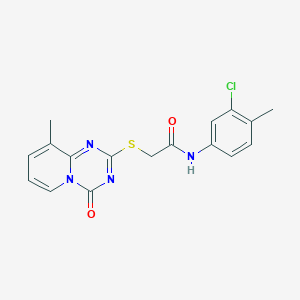 molecular formula C17H15ClN4O2S B2863275 N-(3-chloro-4-methylphenyl)-2-({9-methyl-4-oxo-4H-pyrido[1,2-a][1,3,5]triazin-2-yl}sulfanyl)acetamide CAS No. 896347-26-5