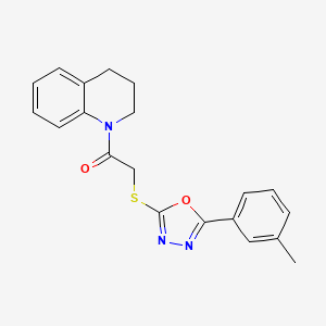 molecular formula C20H19N3O2S B2863282 1-(3,4-dihydroquinolin-1(2H)-yl)-2-((5-(m-tolyl)-1,3,4-oxadiazol-2-yl)thio)ethanone CAS No. 461001-15-0