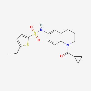 molecular formula C19H22N2O3S2 B2863290 N-(1-cyclopropanecarbonyl-1,2,3,4-tetrahydroquinolin-6-yl)-5-ethylthiophene-2-sulfonamide CAS No. 946246-64-6