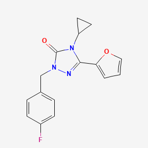 molecular formula C16H14FN3O2 B2863305 4-cyclopropyl-1-(4-fluorobenzyl)-3-(furan-2-yl)-1H-1,2,4-triazol-5(4H)-one CAS No. 1797585-18-2