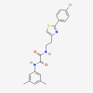 molecular formula C21H20ClN3O2S B2863306 N-{2-[2-(4-chlorophenyl)-1,3-thiazol-4-yl]ethyl}-N'-(3,5-dimethylphenyl)ethanediamide CAS No. 895782-26-0
