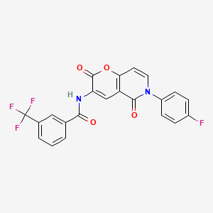 molecular formula C22H12F4N2O4 B2863311 N-[6-(4-fluorophenyl)-2,5-dioxopyrano[3,2-c]pyridin-3-yl]-3-(trifluoromethyl)benzamide CAS No. 341966-34-5