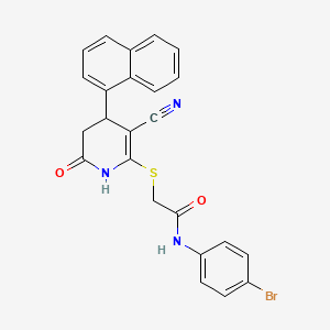 molecular formula C24H18BrN3O2S B2863315 N-(4-bromophenyl)-2-{[3-cyano-4-(naphthalen-1-yl)-6-oxo-1,4,5,6-tetrahydropyridin-2-yl]sulfanyl}acetamide CAS No. 202349-83-5