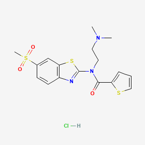 molecular formula C17H20ClN3O3S3 B2863320 N-(2-(dimethylamino)ethyl)-N-(6-(methylsulfonyl)benzo[d]thiazol-2-yl)thiophene-2-carboxamide hydrochloride CAS No. 1216969-53-7