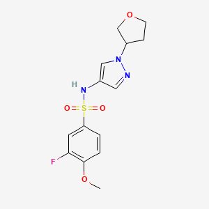molecular formula C14H16FN3O4S B2863328 3-fluoro-4-methoxy-N-[1-(oxolan-3-yl)-1H-pyrazol-4-yl]benzene-1-sulfonamide CAS No. 1797984-62-3