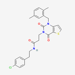 molecular formula C26H26ClN3O3S B2863329 N-[2-(4-CHLOROPHENYL)ETHYL]-3-{1-[(2,5-DIMETHYLPHENYL)METHYL]-2,4-DIOXO-1H,2H,3H,4H-THIENO[3,2-D]PYRIMIDIN-3-YL}PROPANAMIDE CAS No. 866016-51-5