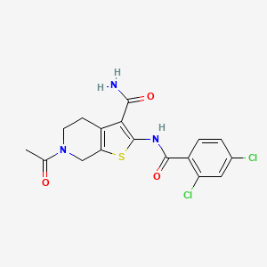 molecular formula C17H15Cl2N3O3S B2863335 6-Acetyl-2-(2,4-dichlorobenzamido)-4,5,6,7-tetrahydrothieno[2,3-c]pyridine-3-carboxamide CAS No. 864857-79-4