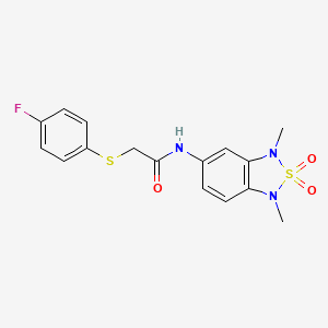 N-(1,3-dimethyl-2,2-dioxido-1,3-dihydrobenzo[c][1,2,5]thiadiazol-5-yl)-2-((4-fluorophenyl)thio)acetamide