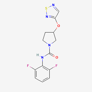 molecular formula C13H12F2N4O2S B2863375 N-(2,6-Difluorophenyl)-3-(1,2,5-thiadiazol-3-yloxy)pyrrolidine-1-carboxamide CAS No. 2320505-17-5