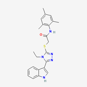 2-((4-ethyl-5-(1H-indol-3-yl)-4H-1,2,4-triazol-3-yl)thio)-N-mesitylacetamide