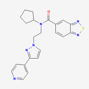 molecular formula C22H22N6OS B2863381 N-cyclopentyl-N-(2-(3-(pyridin-4-yl)-1H-pyrazol-1-yl)ethyl)benzo[c][1,2,5]thiadiazole-5-carboxamide CAS No. 2034607-26-4
