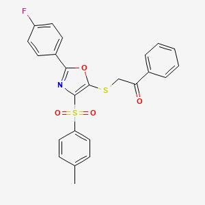 molecular formula C24H18FNO4S2 B2863403 2-((2-(4-Fluorophenyl)-4-tosyloxazol-5-yl)thio)-1-phenylethanone CAS No. 850927-17-2
