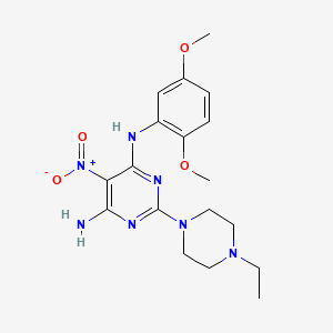 molecular formula C18H25N7O4 B2863408 N4-(2,5-dimethoxyphenyl)-2-(4-ethylpiperazin-1-yl)-5-nitropyrimidine-4,6-diamine CAS No. 577790-11-5