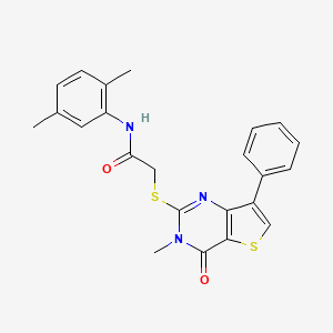 molecular formula C23H21N3O2S2 B2863413 N-(2,5-dimethylphenyl)-2-({3-methyl-4-oxo-7-phenyl-3H,4H-thieno[3,2-d]pyrimidin-2-yl}sulfanyl)acetamide CAS No. 1111317-97-5