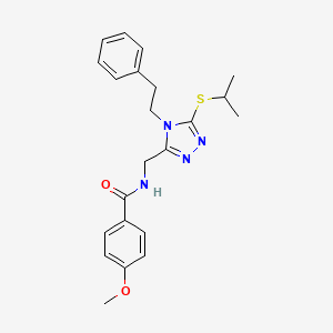 molecular formula C22H26N4O2S B2863420 N-((5-(isopropylthio)-4-phenethyl-4H-1,2,4-triazol-3-yl)methyl)-4-methoxybenzamide CAS No. 476448-04-1
