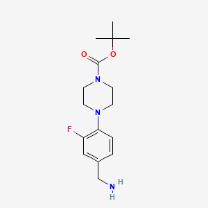 molecular formula C16H24FN3O2 B2863421 Tert-butyl 4-[4-(aminomethyl)-2-fluorophenyl]piperazine-1-carboxylate CAS No. 1211539-63-7