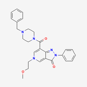 molecular formula C27H29N5O3 B2863426 7-(4-benzylpiperazine-1-carbonyl)-5-(2-methoxyethyl)-2-phenyl-2H-pyrazolo[4,3-c]pyridin-3(5H)-one CAS No. 921834-35-7