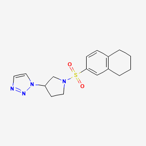 molecular formula C16H20N4O2S B2863431 1-(1-((5,6,7,8-tetrahydronaphthalen-2-yl)sulfonyl)pyrrolidin-3-yl)-1H-1,2,3-triazole CAS No. 1795458-35-3