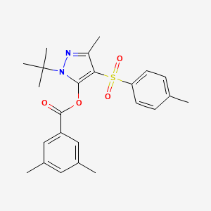molecular formula C24H28N2O4S B2863435 1-(tert-butyl)-3-methyl-4-tosyl-1H-pyrazol-5-yl 3,5-dimethylbenzoate CAS No. 851082-11-6
