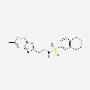 molecular formula C20H23N3O2S B2863460 N-(2-(7-methylimidazo[1,2-a]pyridin-2-yl)ethyl)-5,6,7,8-tetrahydronaphthalene-2-sulfonamide CAS No. 868978-93-2