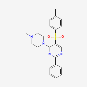 molecular formula C22H24N4O2S B2863478 4-Methylphenyl 4-(4-methylpiperazino)-2-phenyl-5-pyrimidinyl sulfone CAS No. 478247-33-5