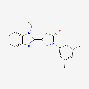 molecular formula C21H23N3O B2863480 1-(3,5-Dimethylphenyl)-4-(1-ethyl-2-benzimidazolyl)-2-pyrrolidinone CAS No. 847396-71-8