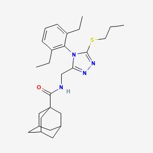 molecular formula C27H38N4OS B2863482 N-{[4-(2,6-diethylphenyl)-5-(propylsulfanyl)-4H-1,2,4-triazol-3-yl]methyl}adamantane-1-carboxamide CAS No. 477300-33-7